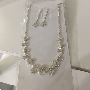 Rhinestone necklace and earring set